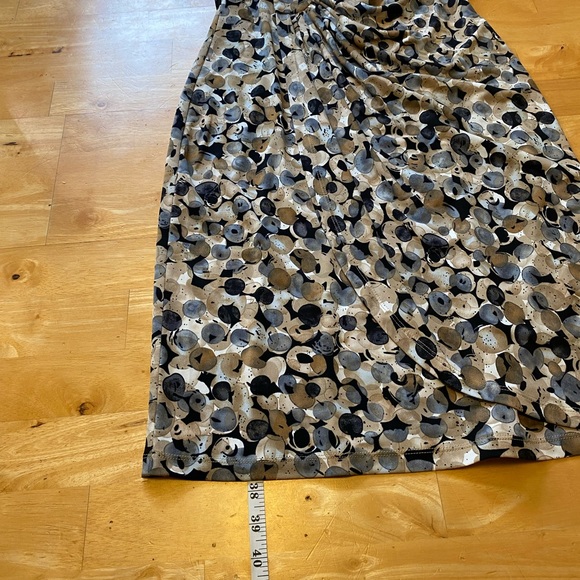 Connected Apparel Cap Sleeve Mock Wrap Dress Tan dots - Picture 7 of 16